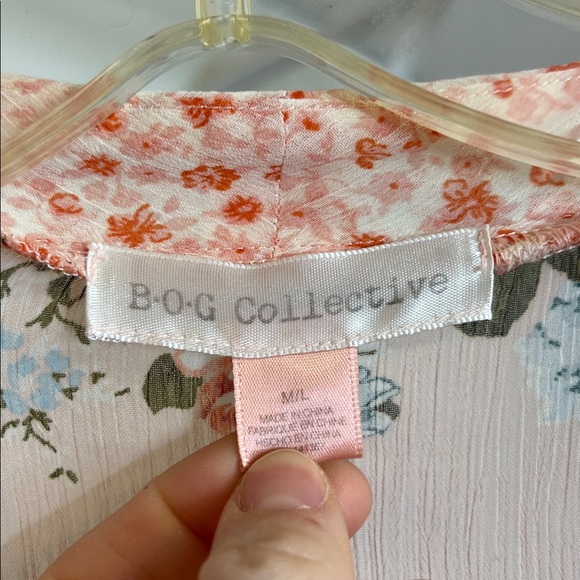 B.O.G. Collective Pink Floral Kimono Cardigan- M/L - Picture 4 of 6